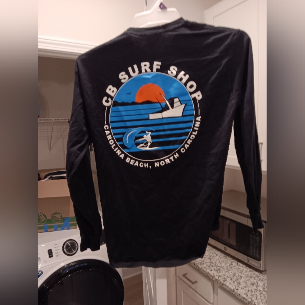 Carolina Beach surf shop black medium long sleeve t-shirt